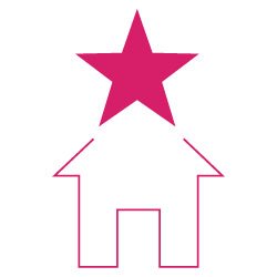 Immobilie bewerten Icon: Immobilie mit Stern - Immobilienmakler Hamburg