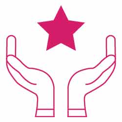 Icon: Hände umschließen einen Stern